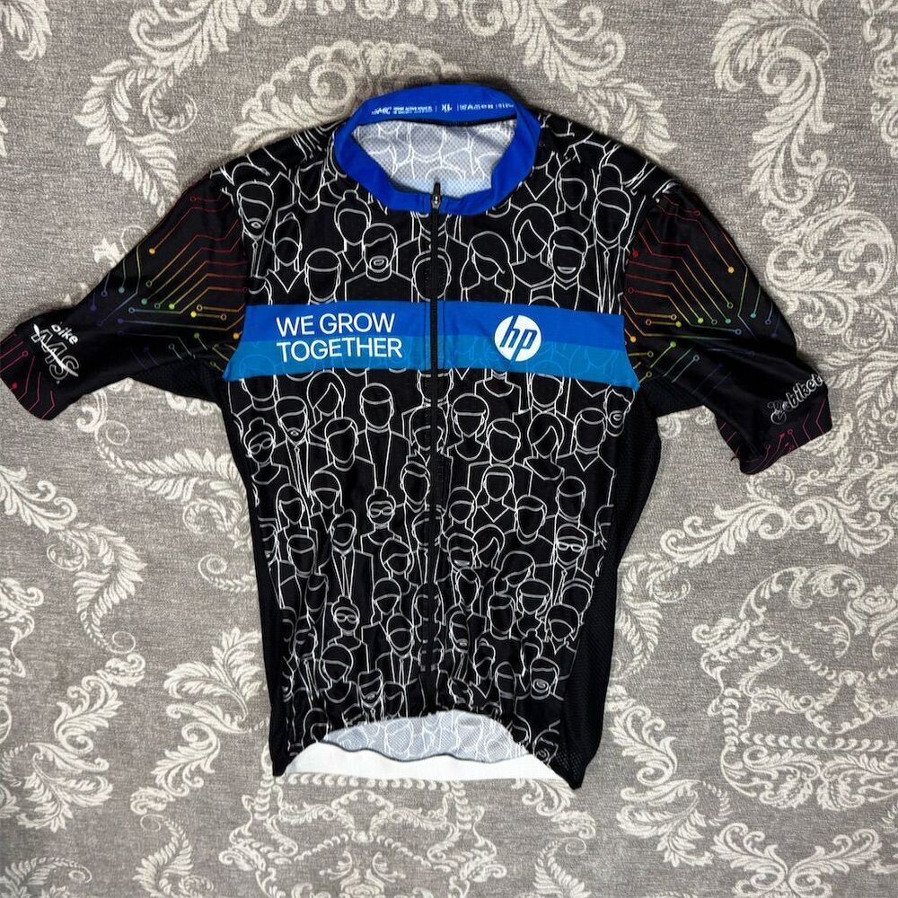 HP Cycling Jersey Unisex XL Black Short Sleeve Breathable Sports Top